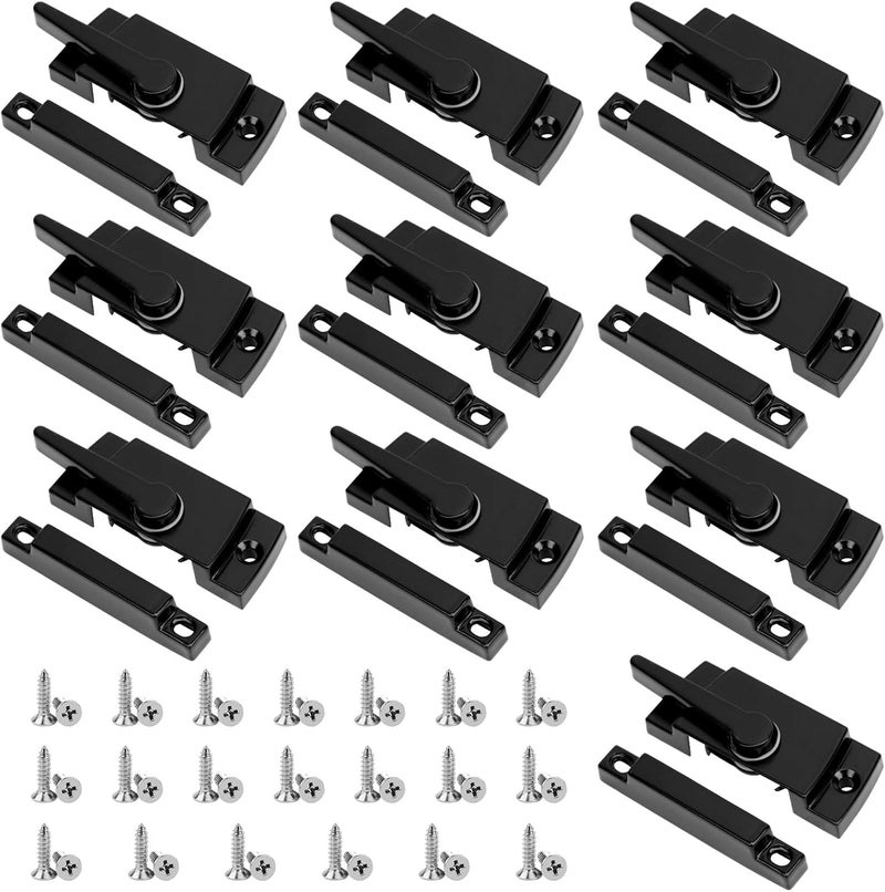 HIMOMO 10 Pack Cam Action Black Window Locks, Window Latches with Keeper Diecast, Sliding Window Parts, Replacement Sash Locks for Sliding Windows Double Hung Windows - Image 1
